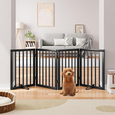 Barrière Pour Chien En Bambou 4 Panneaux Noir