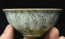 3.5'' Old Chinese Dynasty Green Glaze Porcelain Vessel Tea Wine Cup Bowl Bowls