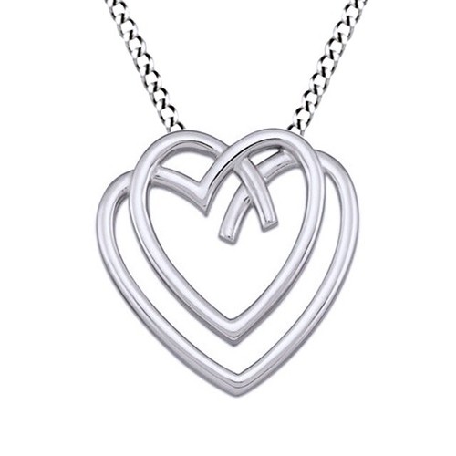 Double heart pendant necklace - double,