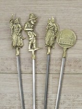 Lot de 4 brochettes décoratives en laiton et acier turc kebab / brochettes barbecue 4816