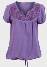 Blouse top t-shirt lilas lavande broderie femme  - neuve