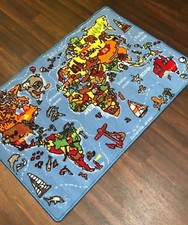 NOUVELLE CARTE DU MONDE APPRENTISSAGE ÉCOLE TAPIS MAISON TAPIS 80X120CM MULTICOLORE ANTIDÉRAPANT