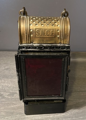 Lampe lanterne sncf tôle - lanterne,