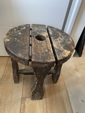 ancien tabouret bois annee 60 design alpes francaise deco vintage