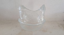 Pot ancien en verre, bonbonnière ou Vide poche animal poule