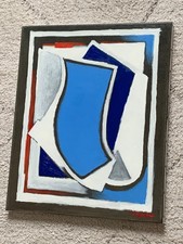 Tableau abstrait contemporain 46x38 cm peinture Huile  Art moderne Superposition