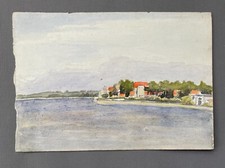 Paysage de bord de mer, Plage, Aquarelle