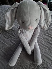Peluche Doudou Lapin Gris Blanc Nez Rose Scratch Ronds Pois 45cm - Okaïdi Obaïbi