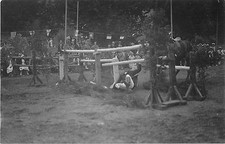 CPA 66 CARTE PHOTO CONCOURS HIPPIQUE SAUT D'OBSTACLE CHEVAL JONQUERES ORIOLA N°6