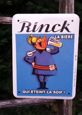 PLAQUE EMAILLEE PUBLICITAIRE bière RINCK POMPIER EMAIL VERITABLE MADE in FRANCE