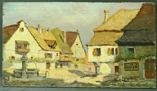 Tableau Vittini Giulio vers 1930 Village d'Alsace