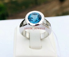 Naturel Bleu Gemme Topaze Avec