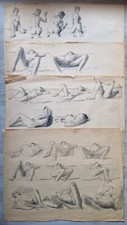 Beau Lot Dessins Etude Femme Nue Intimité Origine Du Monde Naked Model Signé