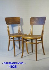 2 chaises bistrot Baumann N°60 vers 1926, no Thonet