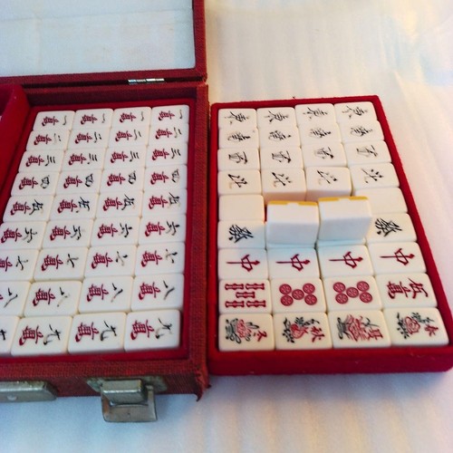 Carreaux mahjong rouge - mahjong,
