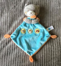 Doudou Chat gris bleu orange