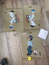 3 Anciennes Toiles A Broder Canevas A Faire Marin Enfant Matelot Jyd France 