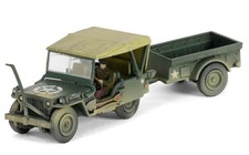 FORCES OF VALOR, JEEP Willys MB 4x4 avec remorque - U.S.ARMY, échelle 1/64, F...
