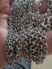 French Necklace Collier  Sautoir Argent Massif 144 Cm Antique