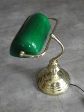 lampe rétro vintage BANKERS VERRE VERT lumière laiton doré bureau table lampe
