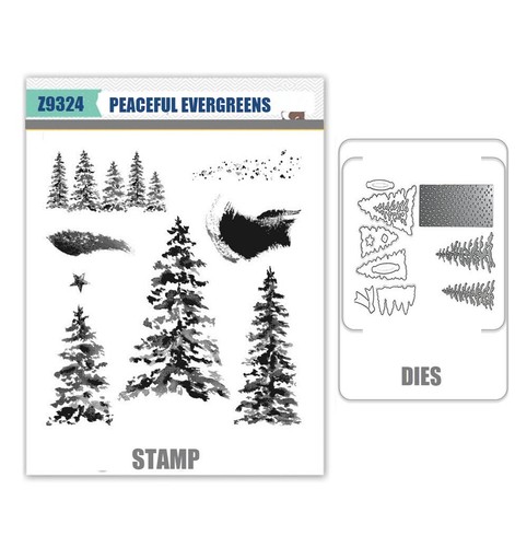 Peaceful evergreens stamps and - peaceful,