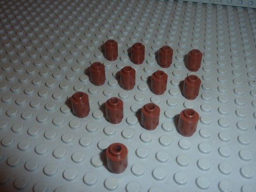 13x lego redbrown brick - brick, round