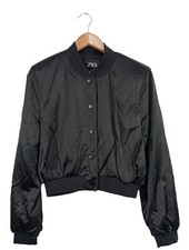 ZARA Blouson aviateur Dames Veste T EU 38 noir style décontracté