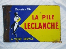 Plaque emaillee Pile Leclanche plaque publicitaire double face creation C G P