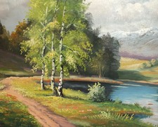 Tableau ancien huile paysage