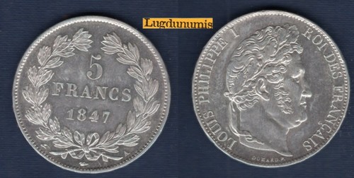 Francs tete laurée 1847 a - 5,