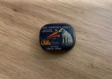 Boite d'aiguilles ancienne pour  gramophone phonographe HIS MASTERS VOICE Blue.