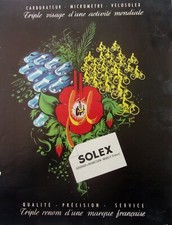 publicite       SOLEX  carburateur velosolex par RENE RAVO  ANNEE 1954   M 1520