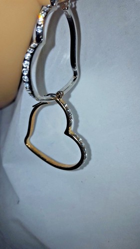 Heart hoop earrings crystal - earrings,