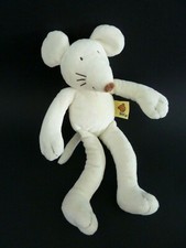 F8- DOUDOU PELUCHE  BAWI SOURIS ECRU BLANC NEZ MARRON 27cms - NEUF 