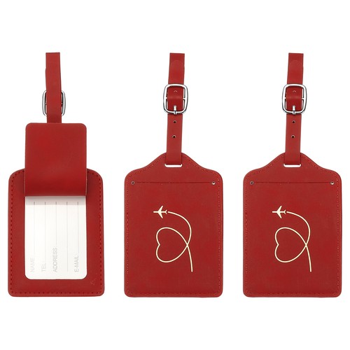 Etiquettes bagages cœur - , cuir