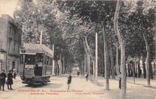 CPA 66 RIVESALTES PROMENADE DES PLATANES ARRIVEE DES TRAMWAYS