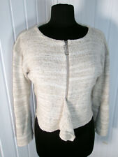 Pull zip gilet court maille beige LUNATISME T.1 S 36/38 Made in Paris France