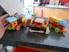 3 Petits Jouets Bois de Plancher a tirer Train jeu de cube 