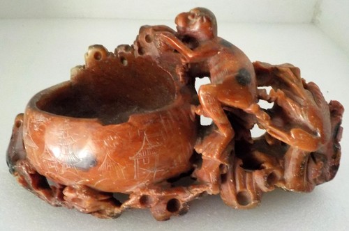 Encrier singe sculpté - singe, en