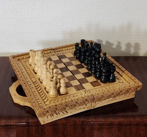Jeu échecs bois sculpté - jeu,