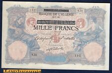 Algérie 1000 Francs 16/7/1892 N.54 192 sur 100 francs Bleu et Rose SUP SPL Alger