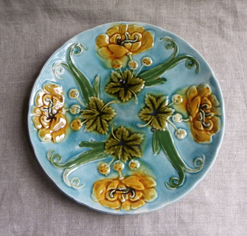 Ancienne assiette barbotine - ancienne, en