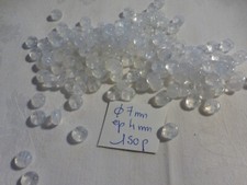 perle vintage, lot de 150 perle  en verre ronde plate bicolore  blanc rayure