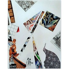 "1848" Collage/Papier signé JLP - Oeuvre unique - 50X35 cm