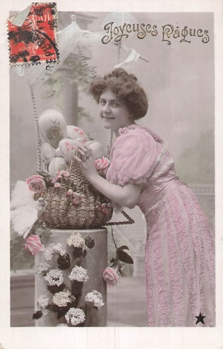 Enamelling easter woman - cp,