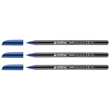 [4-1200017-3] edding Lot de 3 Feutres Coloriage Pointe Fine 1200 Bleu Acier 1 mm