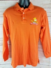 The Simpsons Vintage 1998 Orange Bart Polo Collar Shirt Embroidered Offical Rare