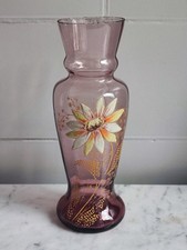 RARE vase émaillé violet - mauve LEGRAS à motif floral d'époque 1900 ART NOUVEAU