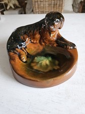 Sculpture Statuette Cendrier Zoomorphe Vintage Terre Cuite Vernissée Signée 1970