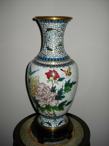 Cloisonne vase bronze emaux - bronze,